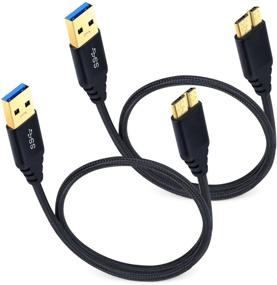 img 4 attached to 🔌 Besgoods 2-Pack 1.5 ft/50cm Short Braided Super Speed Micro USB 3.0 Cable - High-Quality USB Type A Male to Micro B Cable for External Hard Drive, Samsung Galaxy S5, Galaxy Note 3 (Black)