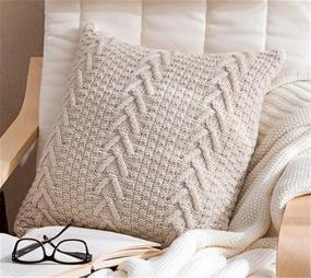 img 3 attached to 🛏️ Cozy and Stylish Double Cable Knit Pillow Case - Perfect for Bed or Couch - 18" X 18
