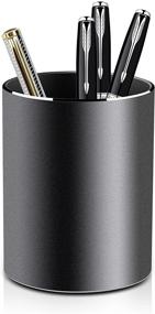 img 4 attached to 🖋️ Vaydeer Metal Pen Holder & Desktop Organizer | Round Aluminum Storage Box for Office, School, Home & Kids | 3.9×3.1 inch | Black