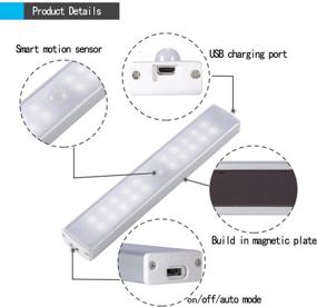 img 2 attached to HURYEE Rechargeable Motion Sensor Closet Light: Wireless Under Cabinet Lighting for Stairs, Wardrobe, Kitchen, and Hallway (Set of 3)