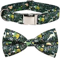 🦖 jiujia jungle dinosaur dog bow tie: stylish, detachable bowtie & adjustable collar for small, medium & large dogs (l, 14-21inch) logo