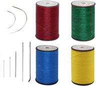 🧵 optimized: flat waxed thread for leather craft, upholstery, bookbinding, and shoe repair - 150d/0.8mm/400yards, includes needles logo