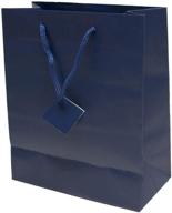 🛍️ bundle of 10 count novel box® navy blue matte laminated euro tote paper gift bags 8"x4"x10" + nb cleaning cloth logo