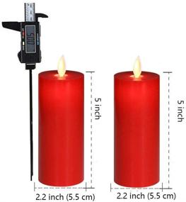 img 1 attached to 🕯️ Only-us Red Flameless Candles Set of 2 - Flickering LED Candles with Remote Control Timers for Home, Party, Wedding, Christmas - Dimmable Pillar Candles 5 inch Flat Top