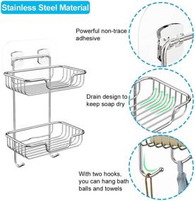 img 3 attached to 🧼 ACEA 2 Tier Soap Dish: Stainless Steel Holder with Hook for Bathroom and Kitchen - Wall-mounted Bar Soap Sponge Holder with Powerful Non-trace Adhesive, No Drilling Required!