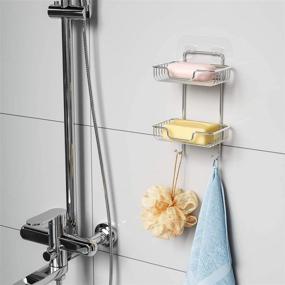 img 1 attached to 🧼 ACEA 2 Tier Soap Dish: Stainless Steel Holder with Hook for Bathroom and Kitchen - Wall-mounted Bar Soap Sponge Holder with Powerful Non-trace Adhesive, No Drilling Required!