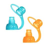 choomee softsip food pouch top: baby led weaning with no spill flow control valve - 100% silicone, bpa free (2ct orange aqua) logo