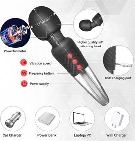 img 3 attached to 💆 Ultimate Portable Wand Massager: Mini Handheld, 20 Vibration Modes, 8 Speeds, Rechargeable & Waterproof - Relieve Muscle Aches in Your Back, Neck, Waist, and Feet!