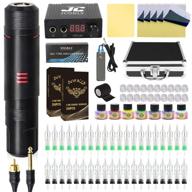 🖋️ advanced tattoo kit - jconly rotary tattoo machine with lcd tattoo power supply, 40 cartridges needles, 7 professional inks, complete tattoo pen kit... logo