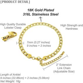 img 1 attached to Fashion 21 Stainless Steel Chain Anklet for Women and Girls - Adjustable Ankle Bracelet Jewelry