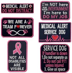 img 4 attached to 🐾 Service Dog Medical Alert Vest/Harnesses - Concealed Disabilities Awareness - Morale Tactical Patch - Embroidered Badge - Fastener Hook & Loop Emblem, 6 Pcs, Pink