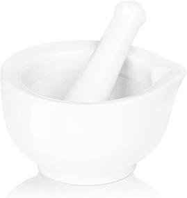 img 4 attached to 🔨 LEETOYI Porcelain Mortar and Pestle: Premium Ceramic Herb Grinder Pill Crusher Set- 3.3-inch White - Effective Crushing and Grinding Solution