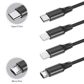 img 3 attached to 🔌 4 in 1 Multi Charging Cable 6FT - Bolatus Universal USB Cord with Type C/Micro USB Connector for Phone -Black