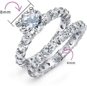 img 1 attached to 💍 Exquisite Traditional 3CT Cubic Zirconia Round Brilliant Cut Solitaire Eternity Ring Set - Perfect for Anniversary, Wedding, and Engagement - Women's 925 Sterling Silver Band