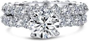 img 4 attached to 💍 Exquisite Traditional 3CT Cubic Zirconia Round Brilliant Cut Solitaire Eternity Ring Set - Perfect for Anniversary, Wedding, and Engagement - Women's 925 Sterling Silver Band