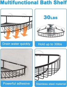 img 2 attached to 🛁 JARLINK 2-Pack Corner Shower Caddy with 8 Adhesives, No Drill Installation, SUS304 Stainless Steel Wall Mounted Bathroom Shower Shelf, Hanging Storage Rack for Toilet Dorm Kitchen, Brown