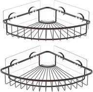 🛁 jarlink 2-pack corner shower caddy with 8 adhesives, no drill installation, sus304 stainless steel wall mounted bathroom shower shelf, hanging storage rack for toilet dorm kitchen, brown logo
