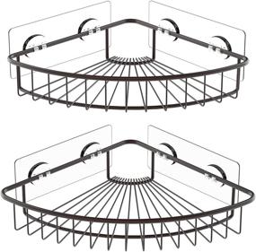 img 4 attached to 🛁 JARLINK 2-Pack Corner Shower Caddy with 8 Adhesives, No Drill Installation, SUS304 Stainless Steel Wall Mounted Bathroom Shower Shelf, Hanging Storage Rack for Toilet Dorm Kitchen, Brown