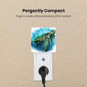 img 1 attached to 🐢 Energy Efficient White LED Nightlight with Big Watercolor Sea Turtle Design - Dusk to Dawn Smart Sensor Plug-in Night Light for Bedroom, Bathroom, Kitchen, Hallway, Stairs, Decor, Desk Lamp