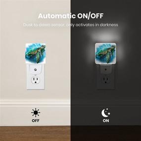 img 2 attached to 🐢 Energy Efficient White LED Nightlight with Big Watercolor Sea Turtle Design - Dusk to Dawn Smart Sensor Plug-in Night Light for Bedroom, Bathroom, Kitchen, Hallway, Stairs, Decor, Desk Lamp