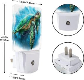 img 3 attached to 🐢 Energy Efficient White LED Nightlight with Big Watercolor Sea Turtle Design - Dusk to Dawn Smart Sensor Plug-in Night Light for Bedroom, Bathroom, Kitchen, Hallway, Stairs, Decor, Desk Lamp