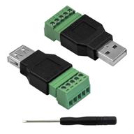 🔌 poyiccot usb 2.0 a screw terminal block connector - male female plug with 5 pin bolt screw terminals - adapter converter, 2 pack (usb 2.0 male female breakout board) logo