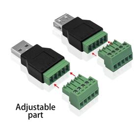 img 2 attached to 🔌 Poyiccot USB 2.0 A Screw Terminal Block Connector - Male Female Plug with 5 Pin Bolt Screw Terminals - Adapter Converter, 2 Pack (USB 2.0 Male Female Breakout Board)