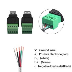 img 1 attached to 🔌 Poyiccot USB 2.0 A Screw Terminal Block Connector - Male Female Plug with 5 Pin Bolt Screw Terminals - Adapter Converter, 2 Pack (USB 2.0 Male Female Breakout Board)