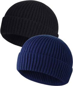 img 4 attached to 🎩 MAIAGO Unisex Fisherman Beanie Hat, Wool Knit Cuffed Cap for Men and Women, Warm Winter Beanie