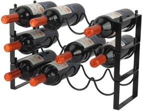 img 3 attached to 🍷 DreamiDeco 3 Tier Stackable Винный стеллаж: Стильный держатель для вин для кухонных буфетов, баров и многое другое - вмещает 12 бутылок, металлический черный дизайн.