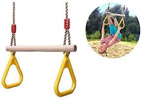 img 3 attached to 🤸 Kids' Outdoor Play Equipment: COMINGFIT Wooden Trapeze Swing with Plastic Triangular Gym Rings