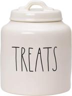 rae dunn ceramic cookie jar with lid: dog biscuit kitchen canister, hand-lettered 'treats' snack jar логотип