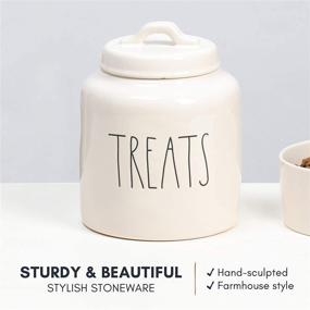 img 1 attached to Rae Dunn Ceramic Cookie Jar with Lid: Dog Biscuit Kitchen Canister, Hand-Lettered 'Treats' Snack Jar