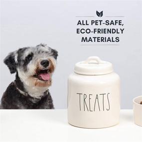 img 3 attached to Rae Dunn Ceramic Cookie Jar with Lid: Dog Biscuit Kitchen Canister, Hand-Lettered 'Treats' Snack Jar