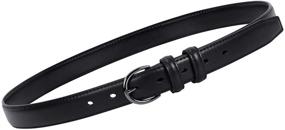 img 4 attached to Stylish WERFORU Leather Skinny Silver Buckle Belt for Women's Fashion Accessory