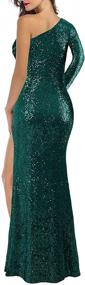 img 2 attached to 💃 Dazzling ARFAR Women's One Shoulder Sequin Party Dress: Sexy Split, Long Sleeve, Perfect for Evening Events