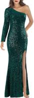 💃 dazzling arfar women's one shoulder sequin party dress: sexy split, long sleeve, perfect for evening events logo
