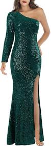 img 4 attached to 💃 Dazzling ARFAR Women's One Shoulder Sequin Party Dress: Sexy Split, Long Sleeve, Perfect for Evening Events