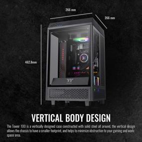 img 2 attached to 🖥️ Thermaltake Tower 100 - Black Edition Mini Tower Computer Chassis with Tempered Glass and USB 3.1 Gen 2 Type-C Support for Mini-ITX - CA-1R3-00S1WN-00