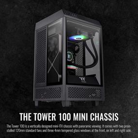 img 3 attached to 🖥️ Thermaltake Tower 100 - Black Edition Mini Tower Computer Chassis with Tempered Glass and USB 3.1 Gen 2 Type-C Support for Mini-ITX - CA-1R3-00S1WN-00