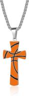 boys basketball cross necklace: i can do all things bible verse pendant in stainless steel - perfect sport jewelry & gift for men logo