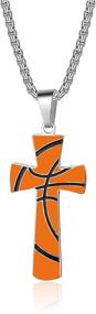 img 4 attached to Boys Basketball Cross Necklace: I Can Do All Things Bible Verse Pendant in Stainless Steel - Perfect Sport Jewelry & Gift for Men