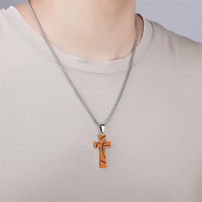 img 1 attached to Boys Basketball Cross Necklace: I Can Do All Things Bible Verse Pendant in Stainless Steel - Perfect Sport Jewelry & Gift for Men