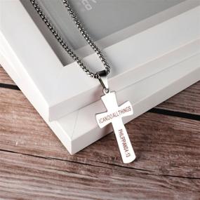 img 2 attached to Boys Basketball Cross Necklace: I Can Do All Things Bible Verse Pendant in Stainless Steel - Perfect Sport Jewelry & Gift for Men