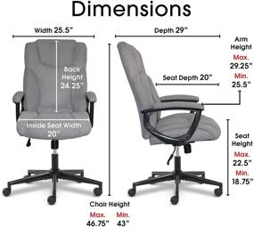 img 3 attached to Serta Executive High Back Office Chair: Lumbar Support, Ergonomic Design, Swivel & Gaming Friendly - Microfiber Gray