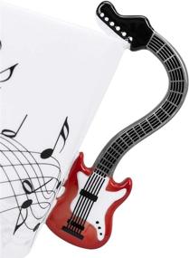 img 3 attached to 🎸 LanHong Musical Notes Design Guitar Coffee Mug - 13.5 oz Ceramic Music Cup Gift (Red)