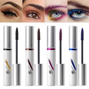 img 4 attached to 💄 GECOMO 4PCS Colored Mascara Set: Enhance Your Lashes with Blue, Brown, Purple, and Black Shades for Extra Volume, Length, and Definition! Waterproof, Long Lasting, and Hypoallergenic - Get your 4D Silk Fiber Lash Extensions Mascara Now!