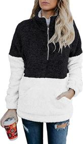 img 4 attached to 🧥 BTFBM Women's Sherpa Pullover Quarter Zip Long Sleeve Fluffy Soft Fleece Jacket Sweater Sweatshirt Hoodie Outwear Coat