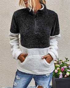 img 3 attached to 🧥 BTFBM Women's Sherpa Pullover Quarter Zip Long Sleeve Fluffy Soft Fleece Jacket Sweater Sweatshirt Hoodie Outwear Coat