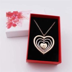 img 3 attached to Stylish Plated Rotatable Love Heart Pendant Necklace - Perfect Mother's Day Gift for Women and Girls